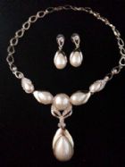 Stimulated Pearl Gold Plated Diamante Crystal  Jewellery Set